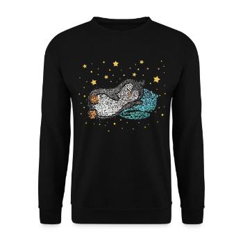 Kuschelshirt Schlafshirt Pinguin Morgenmuffel - Unisex Pullover - Schwarz - Vorne - Alina (178cm) & Michal (187cm)