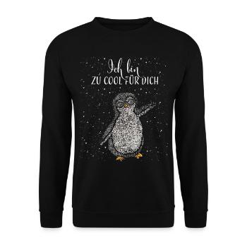 Cooler Pinguin Pinguine Antarktis Polar Eis - Unisex Pullover - Schwarz - Vorne - Alina (178cm) & Michal (187cm)