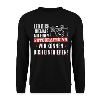 Fotograf Lustig Fotograf Fotografie Lustiges - Unisex Pullover - Schwarz - Vorne - Alina (178cm) & Michal (187cm)