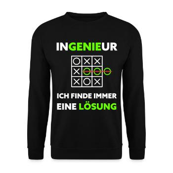 Ingenieur Humor Bürohumor Lustiger Spruch - Unisex Pullover - Schwarz - Vorne - Alina (178cm) & Michal (187cm)