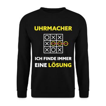 Uhrmacher Restaurator Humor Lustiger Spruch - Unisex Pullover - Schwarz - Vorne - Alina (178cm) & Michal (187cm)