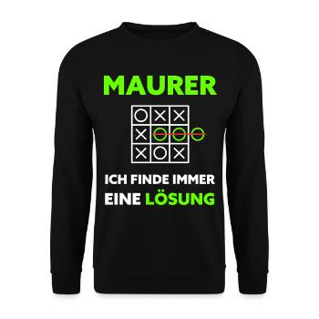 Maurer Humor Lustiger Spruch - Unisex Pullover - Schwarz - Vorne - Alina (178cm) & Michal (187cm)