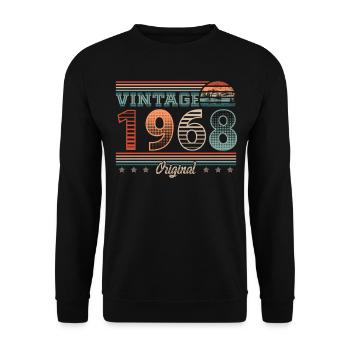 Millésime 1968 Année de naissance 1968 Anniversaire Hommes - Sweat-shirt Unisexe - noir - Devant - Alina (178cm) & Michal (187cm)