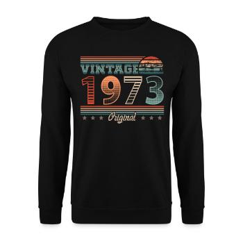 Millésime 1973 Année de naissance 1973 Anniversaire Hommes - Sweat-shirt Unisexe - noir - Devant - Alina (178cm) & Michal (187cm)