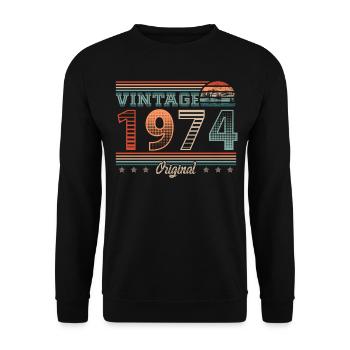 Vintage 1974 Year of birth 1974 Birthday Men - Unisex Sweatshirt - black - Front - Alina (178cm) & Michal (187cm)
