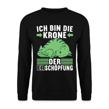 Faultier Spruch Müdigkeit - Unisex Pullover - Schwarz - Vorne - Alina (178cm) & Michal (187cm)