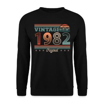 Vintage 1982 Year of birth 1982 Birthday Men - Unisex Sweatshirt - black - Front - Alina (178cm) & Michal (187cm)