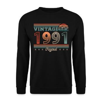 Vintage 1991 Year of birth 1991 Birthday Men - Unisex Sweatshirt - black - Front - Alina (178cm) & Michal (187cm)