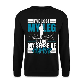 Ich habe mein Bein verloren, aber nie meinen Sinn - Unisex Pullover - Schwarz - Vorne - Alina (178cm) & Michal (187cm)