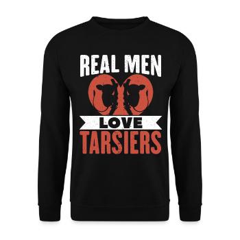 Echte Männer lieben Tarsier Wildlife Tier Tarsier - Unisex Pullover - Schwarz - Vorne - Alina (178cm) & Michal (187cm)