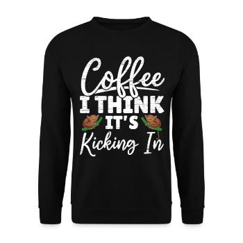 Kaffee, ich glaube, er fängt an zu wirken Tarsierf - Unisex Pullover - Schwarz - Vorne - Alina (178cm) & Michal (187cm)