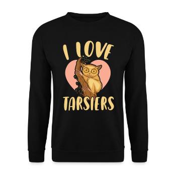 I love Tarsier Wildlife Animal Tarsier Whisperer - Unisex Sweatshirt - black - Front - Alina (178cm) & Michal (187cm)