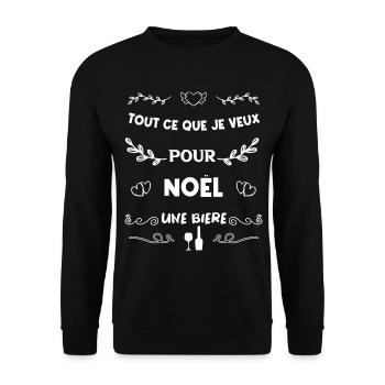 Tout ce que je veux pour Noël une bière T-shirt - Sweat-shirt Unisexe - noir - Devant - Alina (178cm) & Michal (187cm)