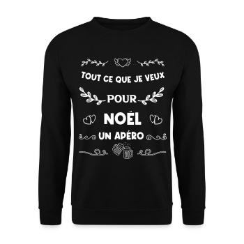 Tout ce que je veux pour Noël un apéro T-shirt - Sweat-shirt Unisexe - noir - Devant - Alina (178cm) & Michal (187cm)