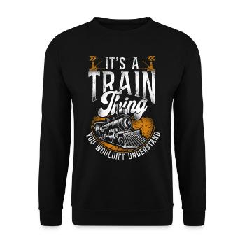Steam Train Driver Trainspotting - Unisex Pullover - Schwarz - Vorne - Alina (178cm) & Michal (187cm)