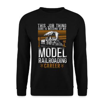 Steam Train Driver Trainspotting - Unisex Sweatshirt - black - Front - Alina (178cm) & Michal (187cm)