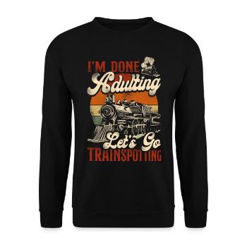 Conducteur de train à vapeur Trainspotting - Sweat-shirt Unisexe - noir - Devant - Alina (178cm) & Michal (187cm)