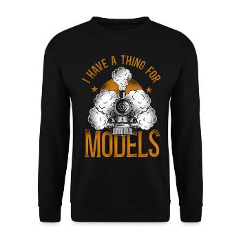Steam Train Driver Trainspotting - Unisex Pullover - Schwarz - Vorne - Alina (178cm) & Michal (187cm)