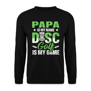 Papa est mon nom Disc Golf est mon jeu pour papa - Sweat-shirt Unisexe - noir - Devant - Alina (178cm) & Michal (187cm)