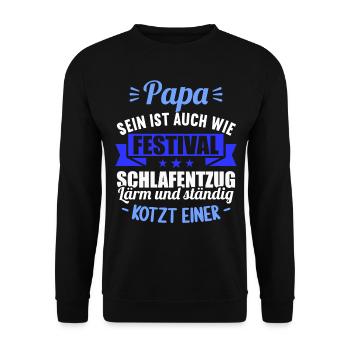 neu Papa sein ist auch wie Festival Schlafentzug - Unisex Pullover - Schwarz - Vorne - Alina (178cm) & Michal (187cm)
