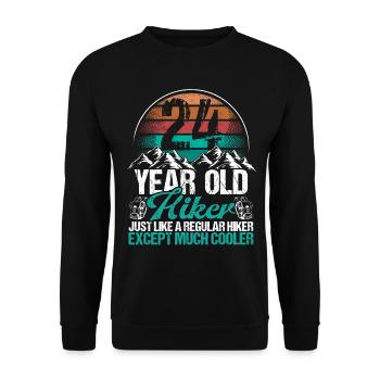 24 Birthday Hiking Mountains 24 Year Old Hiker - Unisex Pullover - Schwarz - Vorne - Alina (178cm) & Michal (187cm)