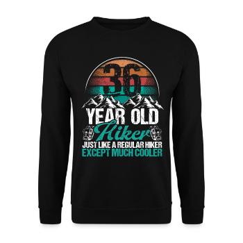 36 Birthday Hiking Mountains 36 Year Old Hiker - Unisex Pullover - Schwarz - Vorne - Alina (178cm) & Michal (187cm)