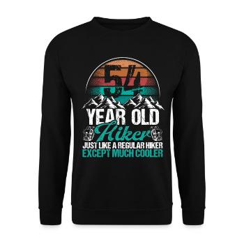 54 Birthday Hiking Mountains 54 Year Old Hiker - Unisex Pullover - Schwarz - Vorne - Alina (178cm) & Michal (187cm)