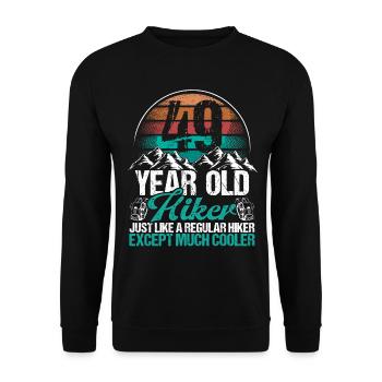 49 Birthday Hiking Mountains 49 Year Old Hiker - Unisex Pullover - Schwarz - Vorne - Alina (178cm) & Michal (187cm)