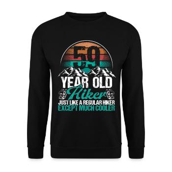 59 Birthday Hiking Mountains 59 Year Old Hiker - Unisex Pullover - Schwarz - Vorne - Alina (178cm) & Michal (187cm)