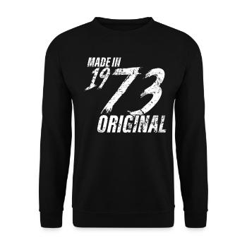 Fait en 1973 Année de naissance 1973 Anniversaire Femmes - Sweat-shirt Unisexe - noir - Devant - Alina (178cm) & Michal (187cm)