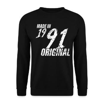 Fait en 1991 Année de naissance 1991 Anniversaire Femmes - Sweat-shirt Unisexe - noir - Devant - Alina (178cm) & Michal (187cm)