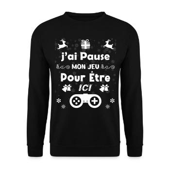 J'ai Pausé Mon Jeu Pour Être Ici Gamer - Sweat-shirt Unisexe - noir - Devant - Alina (178cm) & Michal (187cm)