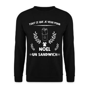 TOUT CE QUE JE VEUX POUR NOEL C'EST UN SANDWICH - Sweat-shirt Unisexe - noir - Devant - Alina (178cm) & Michal (187cm)