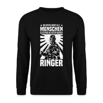 Kampfsport Ringer Wrestling Wrestler Kampfsportler - Unisex Pullover - Schwarz - Vorne - Alina (178cm) & Michal (187cm)