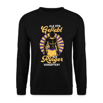 Loved as Grandpa Wrestling Idolized as a Wrestler - Unisex Sweatshirt - black - Front - Alina (178cm) & Michal (187cm)