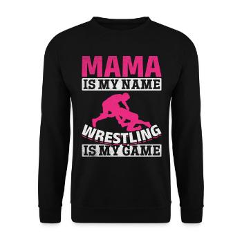 Wrestler Mama est mon nom Wrestling is my - Sweat-shirt Unisexe - noir - Devant - Alina (178cm) & Michal (187cm)