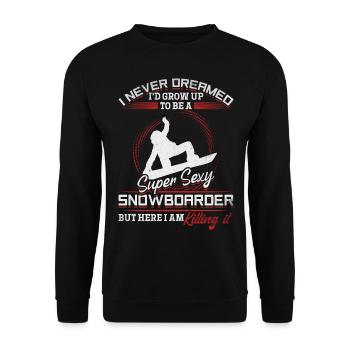 Snowboarden Snowboard Snowboarder Super Sexy - Unisex Pullover - Schwarz - Vorne - Alina (178cm) & Michal (187cm)