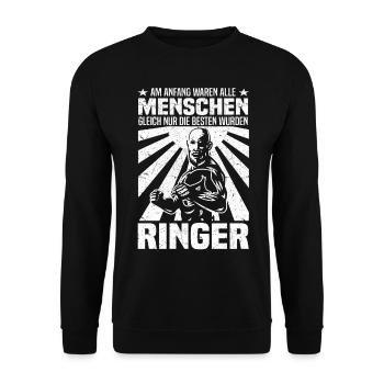 Kampfsport Ringen Wrestling Ringer Kampfsportler - Unisex Pullover - Schwarz - Vorne - Alina (178cm) & Michal (187cm)