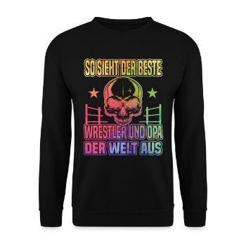 Ringer Opa Kampfsport Ringen Wrestler Opa Ringer - Unisex Pullover - Schwarz - Vorne - Alina (178cm) & Michal (187cm)