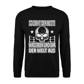 Ringer Opa Kampfsport Ringen Wrestler Opa - Unisex Pullover - Schwarz - Vorne - Alina (178cm) & Michal (187cm)