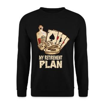 Altersvorsorge für Pokerspieler beim Poker - Unisex Pullover - Schwarz - Vorne - Alina (178cm) & Michal (187cm)