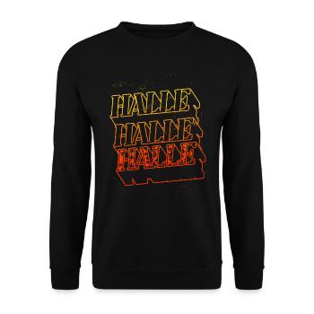 Halle Germany City Skyline Home Font - Unisex Sweatshirt - black - Front - Alina (178cm) & Michal (187cm)