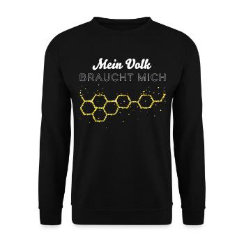 Mein Volk braucht mich Honig Imker Imkerei Biene - Unisex Pullover - Schwarz - Vorne - Alina (178cm) & Michal (187cm)