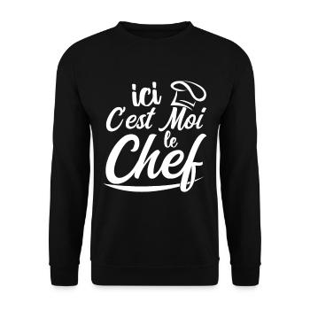 Ici C'est Moi Le Chef - Sweat-shirt Unisexe - noir - Devant - Alina (178cm) & Michal (187cm)