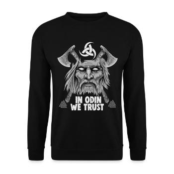 Viking Blood Odin Und Raben Wikinger Kultur - Unisex Pullover - Schwarz - Vorne - Alina (178cm) & Michal (187cm)