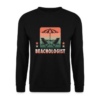 Strandurlaub am Meer Design Strandmotiv - Unisex Pullover - Schwarz - Vorne - Alina (178cm) & Michal (187cm)