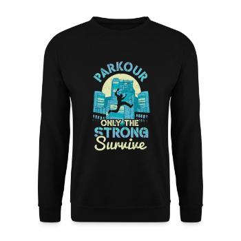 Strong Survive Run Jump Flip Freerunning Acrobatics - Unisex Sweatshirt - black - Front - Alina (178cm) & Michal (187cm)