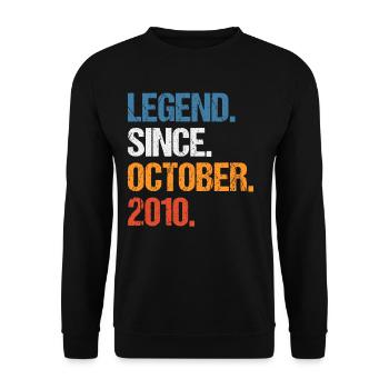 Legend Since October 2010 Birthday - Unisex Sweatshirt - black - Front - Alina (178cm) & Michal (187cm)