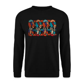 Cool Tracking Progress Retro Marathon Runner - Unisex Pullover - Schwarz - Vorne - Alina (178cm) & Michal (187cm)