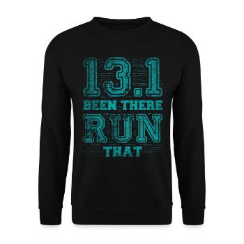 13.1 Been There Run That - Coureur de semi-marathon - Sweat-shirt Unisexe - noir - Devant - Alina (178cm) & Michal (187cm)